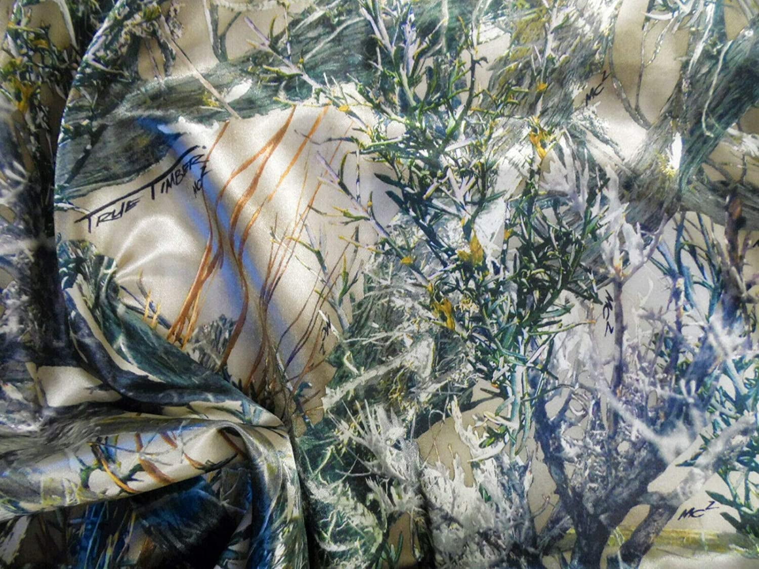 10 Yard Lot Fabric Charmeuse Silky Bridal Satin Apparel True Timber Camouflage MC2 Green CS25