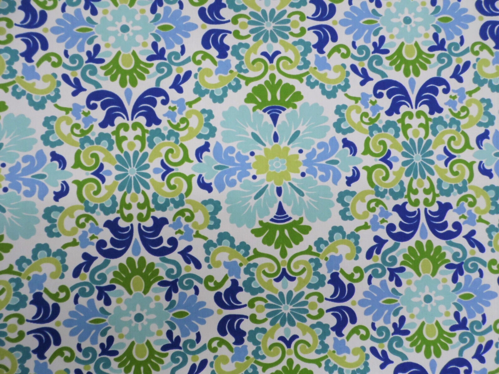 10 Yard Lot P Kaufmann Folk Damask Cotton Upholstery Drapery Fabric Seaspray Floral NN18