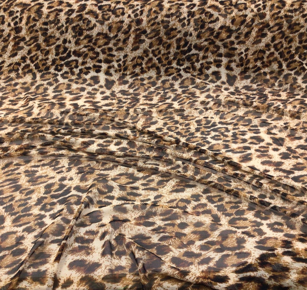 10 Yard Lot Power Net Stretch Mesh Nylon Spandex Sheer Printed Cheetah Golden Brown Z500