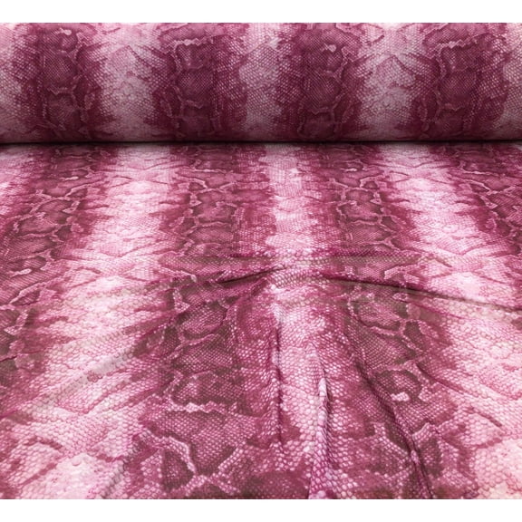 10 Yard Lot Power Net Stretch Mesh Nylon Spandex Sheer Printed Snake Skin Burgundy Z502
