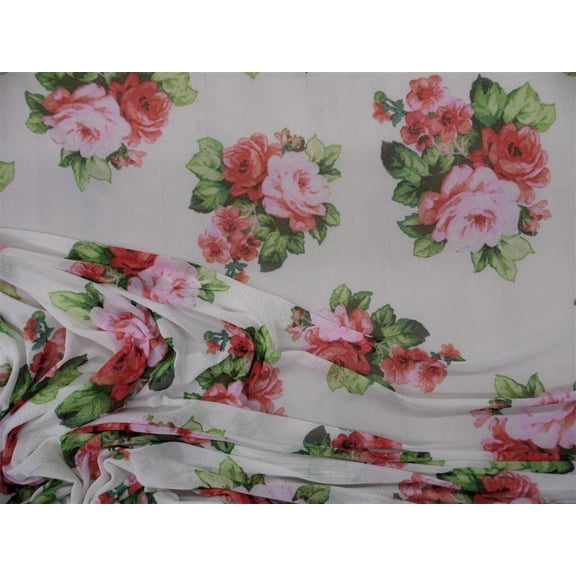 10 Yard Lot PowerNet Stretch Mesh Nylon Spandex Sheer Printed Pink Red Green Floral Z405