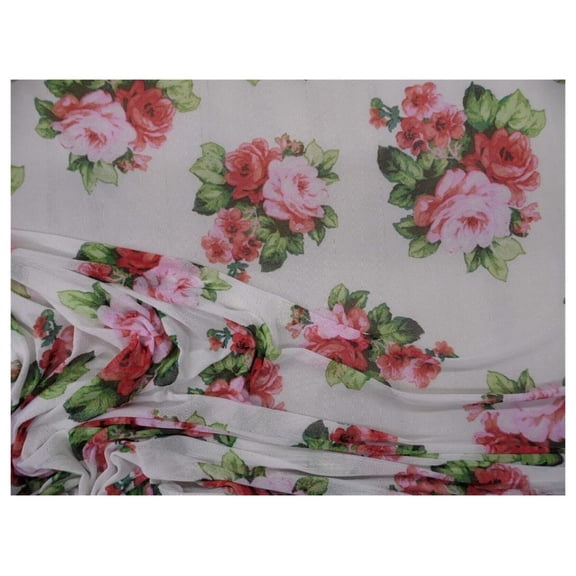 10 Yard Lot Powernet Stretch Mesh Nylon Spandex Sheer Printed Pink Red Green Floral Z405 10 Yard Lot (continuous)