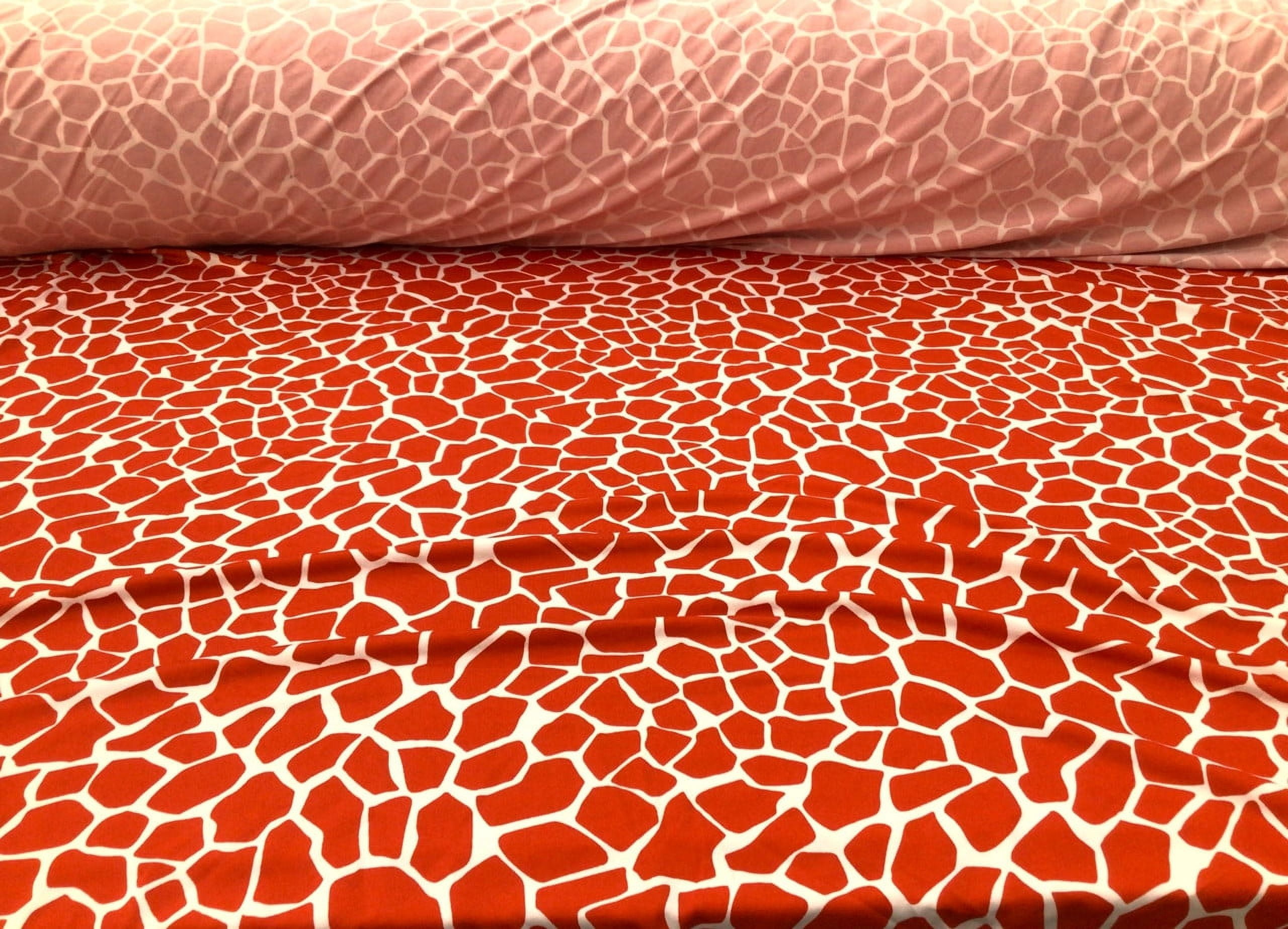 10 Yard Lot Printed DTY Spandex Stretch Apparel Fabric Red White Giraffe Print I224