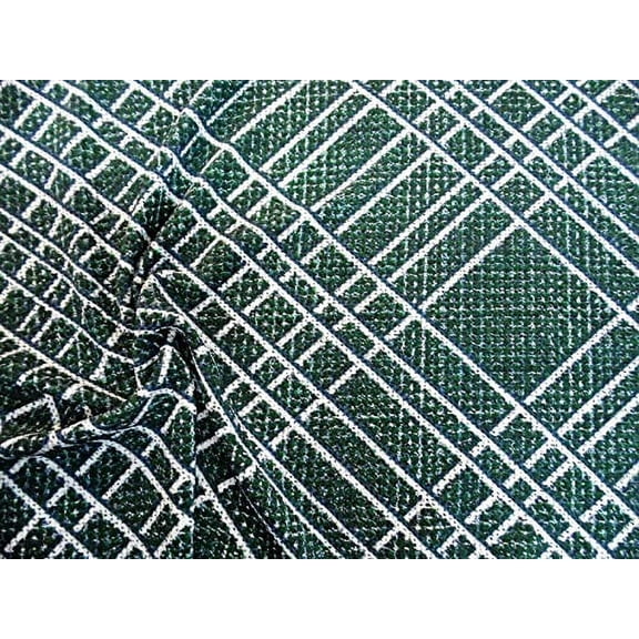 10 Yard Lot Printed Liverpool Textured Fabric 4 Way Stretch Green Blue White Lattice H701