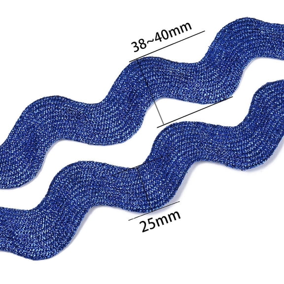 10 Yard Metallic Polyester Wavy Fringe Trim Ribbon Wave Bending Lace Trim Royal Blue 38~40mm