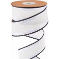 thumbnail image 1 of 10 Yard Raw Edge Ribbon 1.5 Inch Wired Felt Ribbon White Double Sided Herringbone Striped Frayed Christmas Fabric Trim with Black Lace for Gift Wrapping DIY Crafts Wedding Home Decor, 1 of 9