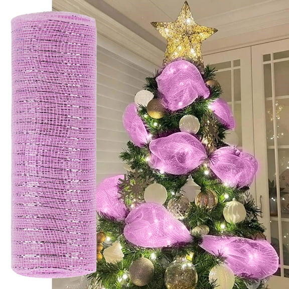 10 Yard Roll Glittering Christmas Ribbon Sequin Garland for Festive Tree DIY Home Interior Mesh Webbing Decoration