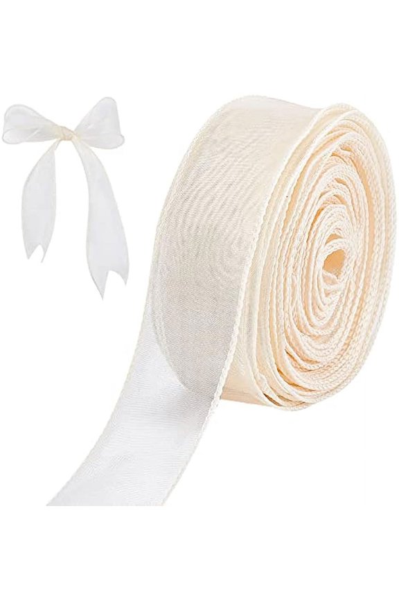 10 Yard Sheer Organza Ribbon Handmade Chiffon Silk Ribbon White Ribbon for Wedding Invitations Bridal Bouquets