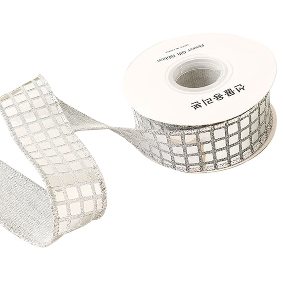 10-Yard Silver Mesh Wired Ribbon with Satin Backing, Reflective Christmas Ribbon for Holiday Bows, Wreaths, Homecoming Mums, Gift Wrapping, Bouquets and Party Crafts