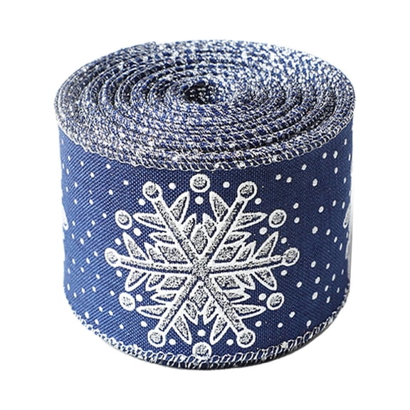 10 Yard Winter Ribbon, Christmas Ribbon, Wired Ribbon, 2.5 Inch Decorative Polyester Ribbon with Glitter Snowflake for Christmas Tree, Bow, Winter Decor, Garlands, Wreaths, Gift Wrapping