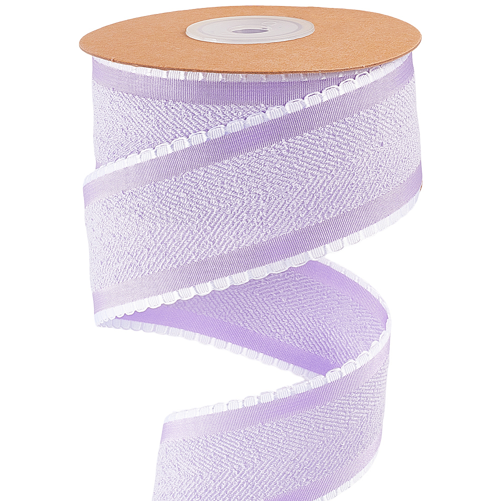 Felt Ribbon Material 10 Yard Wired Felt Ribbon 1.5 Inch Herringbone Striped Ribbon Violet ...