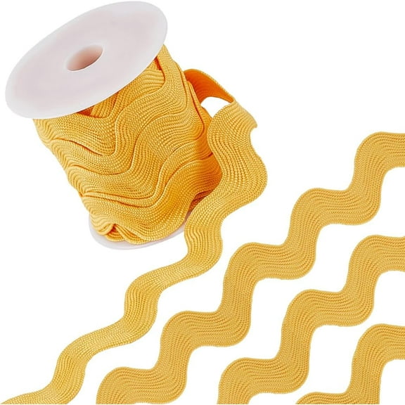 10 Yards 1.34 Inch Jumbo Rick Rack Trim Christmas RIC Rac Yellow Rickrack Wave Sewing Bending Fringe Ribbon Woven Fabric Lace Zig Zag Trim for DIY Crafts Wedding Dress for DIY