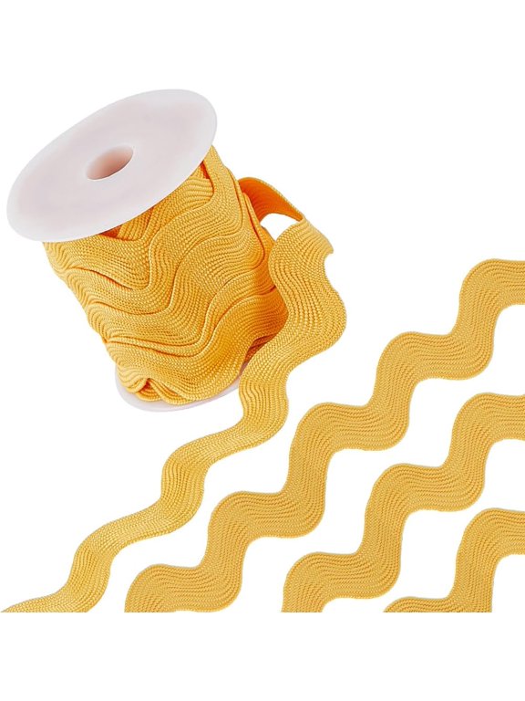 10 Yards 1.34 Inch Jumbo Rick Rack Trim Christmas RIC Rac Yellow Rickrack Wave Sewing Bending Fringe Ribbon Woven Fabric Lace Zig Zag Trim for DIY Crafts Wedding Dress for DIY