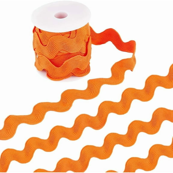 10 Yards 1.5"/37mm Wide Wave Bending Fringe Trim Rick Rack Dark Orange Zig Zag RIC Rac Trim Curved Woven Fabric Webbing Edge Lace Ribbon for Sewing Home Party Wedding Dress Craft