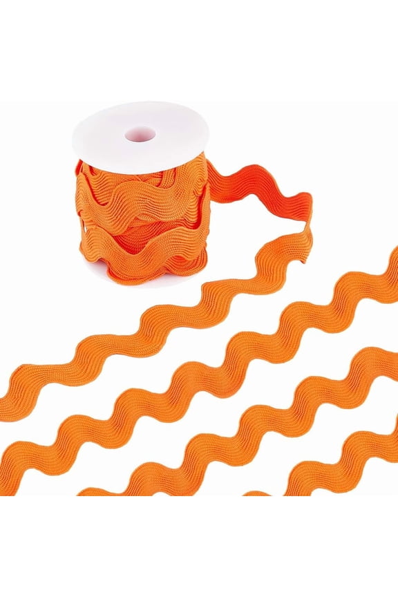 10 Yards 1.5"/37mm Wide Wave Bending Fringe Trim Rick Rack Dark Orange Zig Zag RIC Rac Trim Curved Woven Fabric Webbing Edge Lace Ribbon for Sewing Home Party Wedding Dress Craft