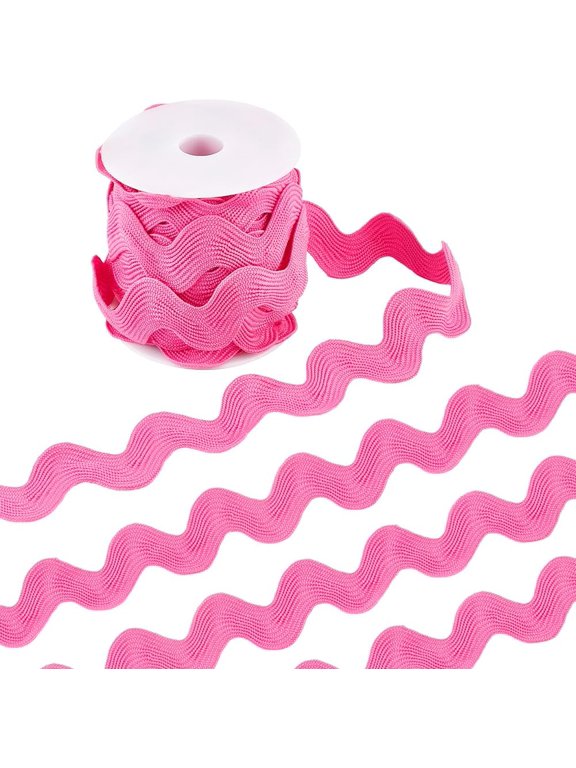 10 Yards 1.5"/37mm Wide Wave Bending Fringe Trim Rick Rack Hot Pink Zig Zag RIC Rac Trim Curved Woven Fabric Webbing Edge Lace Ribbon for Sewing Home Party Wedding Dress Craft for DIY