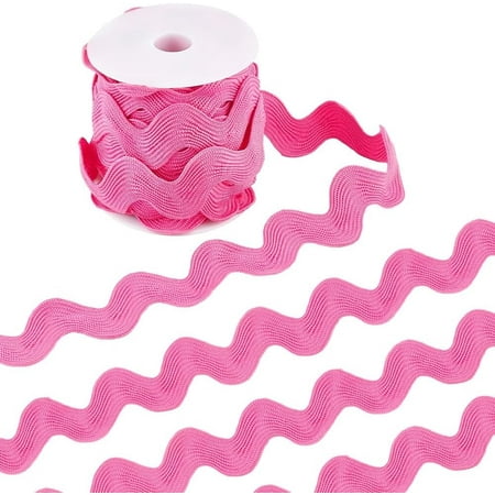 10 Yards 1.5"/37mm Wide Wave Bending Fringe Trim Rick Rack Hot Pink Zig Zag Ric Rac Trim Curved Woven Fabric Webbing Edge Lace Ribbon for Sewing Home Party Wedding Dress Craft