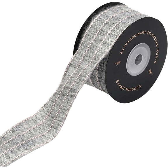 10 Yards 1.5 Inch Pink Grey Striped Ribbon Polyester Double Faced Wired Ribbon Bulk Soft Stripe Fabric Ribbons Rolls with Spool for Gift Wrapping Valentines Wedding Christmas Birthday Grey