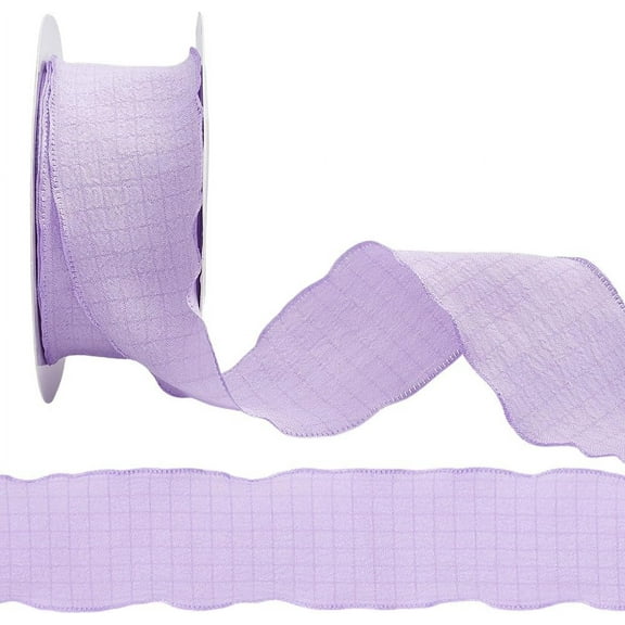 10 Yards 1.5 Inch Purple Double Ruffle Ribbon Trimming Chiffon Ruffled Edge Polyester Silk Grosgrain Fabric Ribbons with Spool for DIY