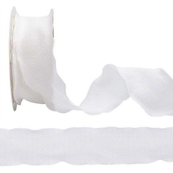 10 Yards 1.5 Inch White Ruffle Ribbon Ruffled Edge Ribbon Double Chiffon Polyester Silk Grosgrain Ribbons Trim Christmas Party Decor White