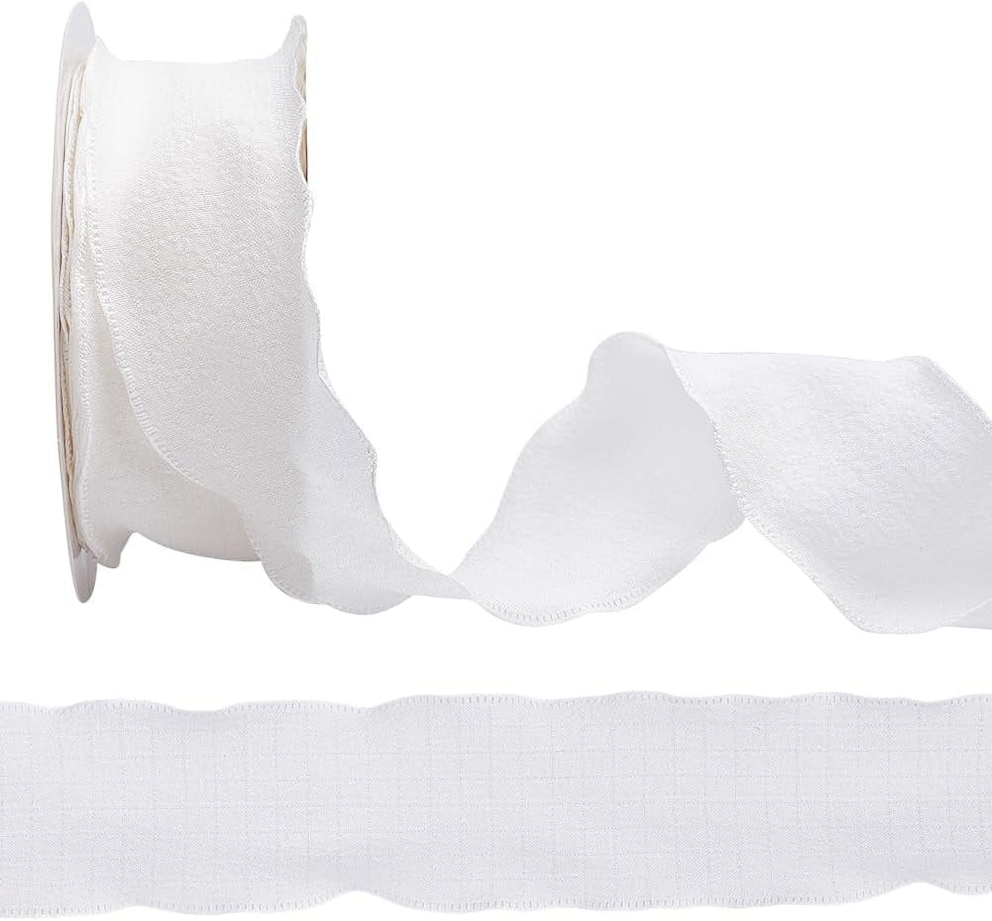 White Ruffle Ribbon Wide 10 Yards 1.5 Inch White Ruffle Ribbon Ruffled Edge Ribbon Double ...