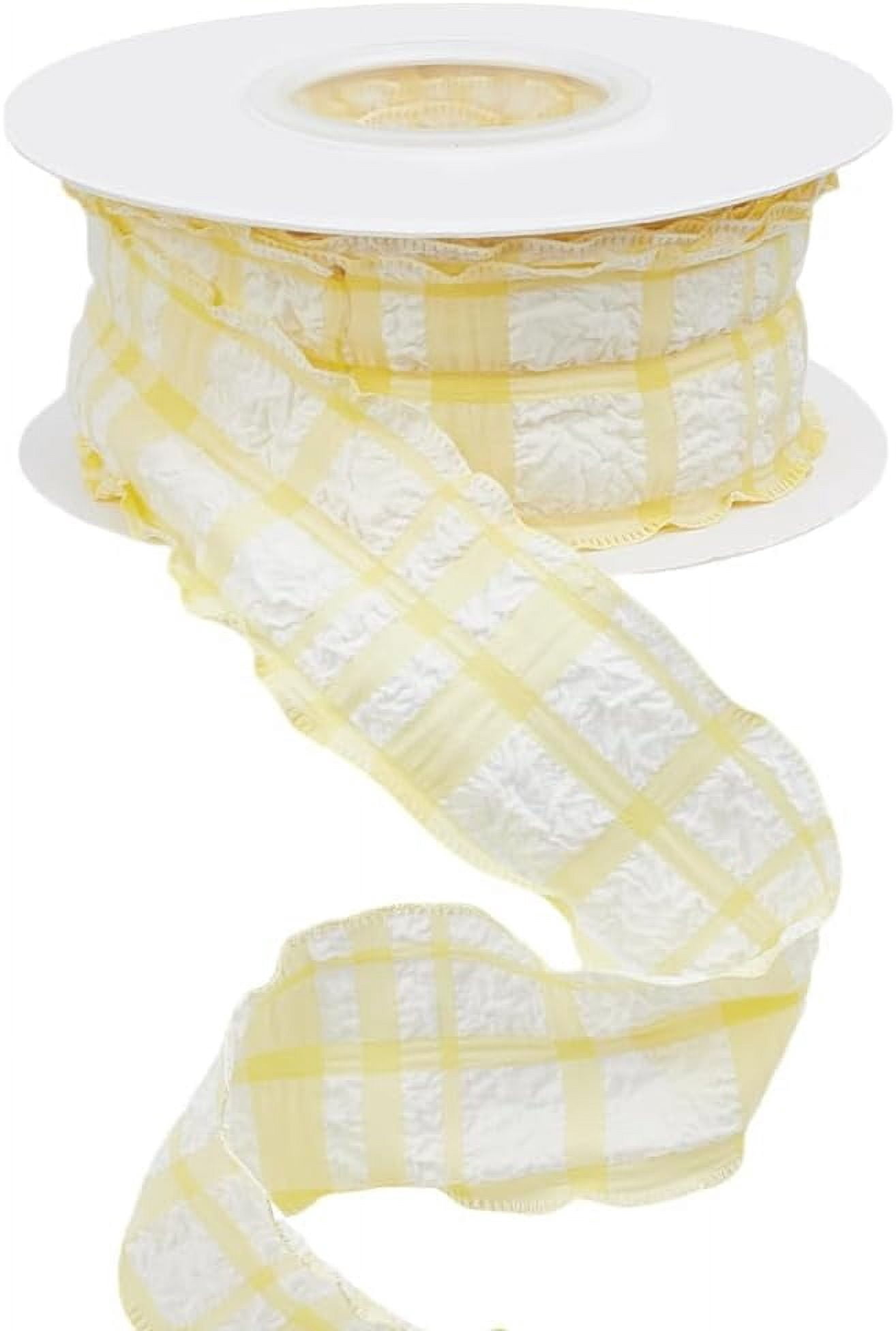 10 Yards 1.5 Inch Yellow Checkered Ribbon Plaid Ribbon Gingham Double ...