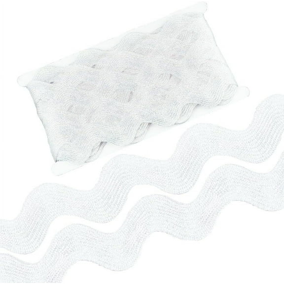 10 Yards 1.57 Inch/ 40mm White RIC Rac Trim Wide Rick Rack Wave Trim Christmas Glitter Metallic Sewing Bending Fringe Lace Edge Ribbon for Sewing Making Craft Flower Home Party Decor SupplyAzure