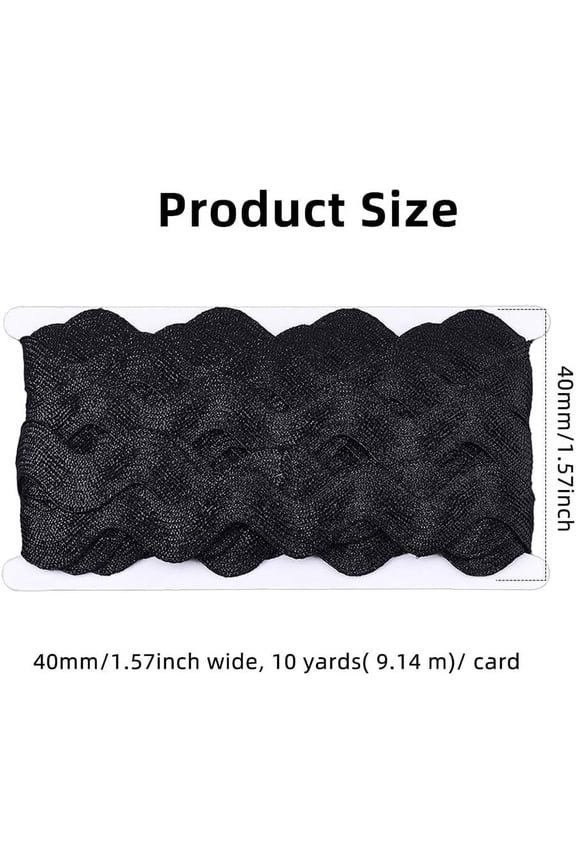 10 Yards 1.57 Inch Black Rick Rack Trim RIC Rac Ribbon Wavy Sewing Bending Fringe Curved Wave Edge Trimming Ribbon for Sewing Making Craft Gift Wrapping Wedding Christmas Decor Supplies