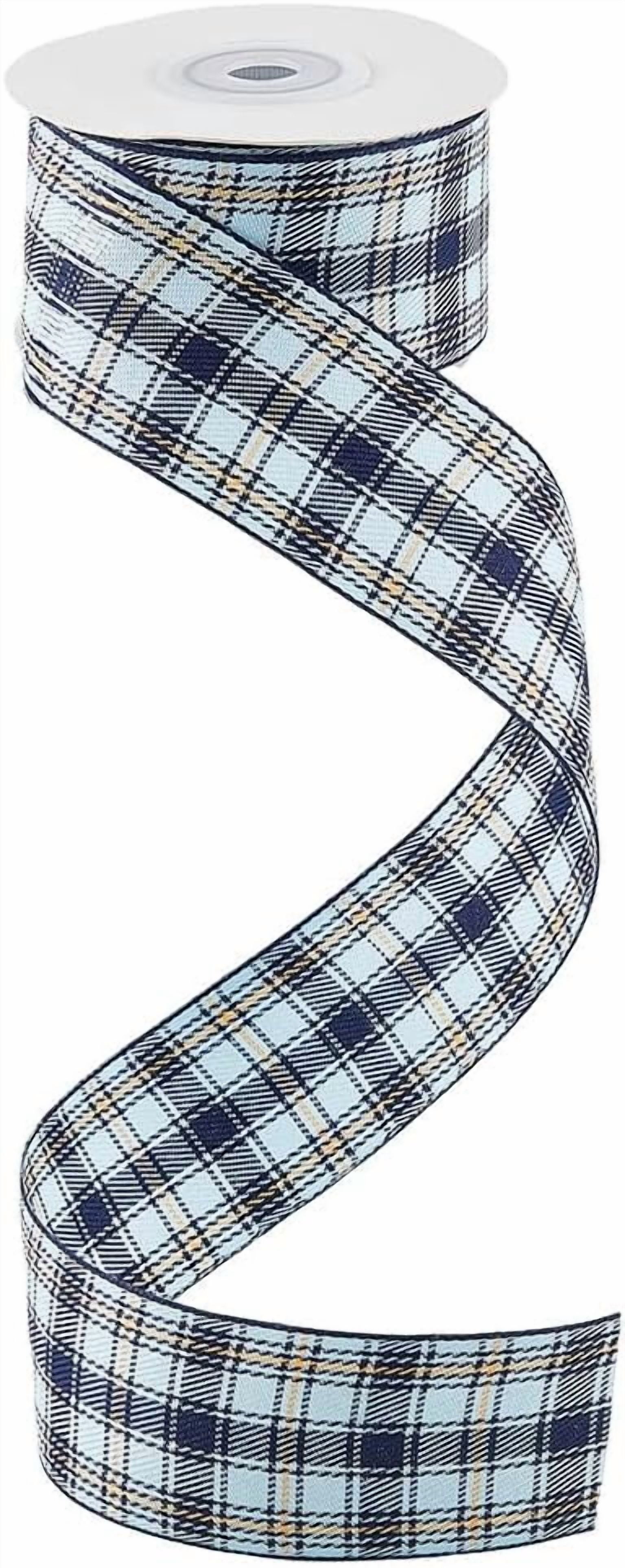 10 Yards 1.57 Inch Blue Checkered Ribbon Spring Summer Easter Buffalo ...