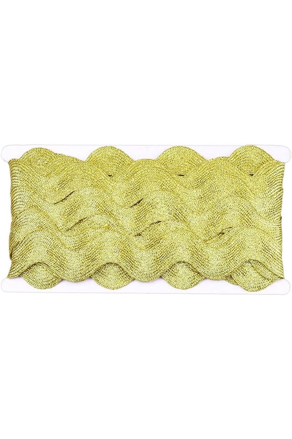 10 Yards 1.57 Inch Gold Rick Rack Trim Wide RIC Rac Ribbon Bulk Metallic Wave Sewing Bending Fringe Curved Edge Ribbon for Sewing Making Craft Gift Wrapping Wedding Christmas Decor Supplies for DIY