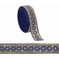 thumbnail image 1 of 10 Yards 1.6inch Fabric Embroidered Trim Vintage Jacquard Ribbon Metallic Gold Rhombus Pattern Sewing Woven Trim Embroidered Ribbon decor Blue, 1 of 7