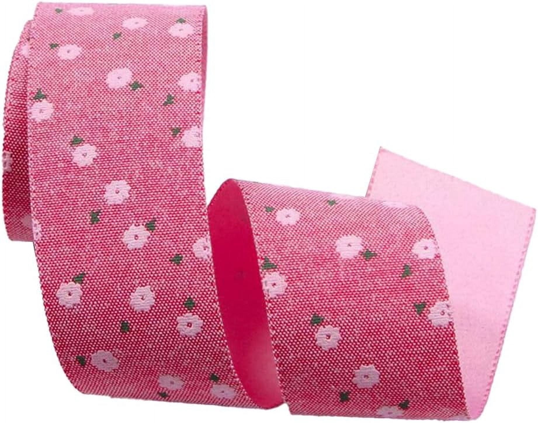 10 Yards 1 Inch Floral Print Ribbon Hot Pink Flower Printed Ribbon Cute ...