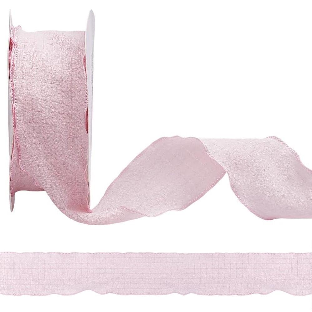 10 Yards 1 Inch Pink Ruffled Ribbon Wavy Edge Wrinkled Trim Pleated ...
