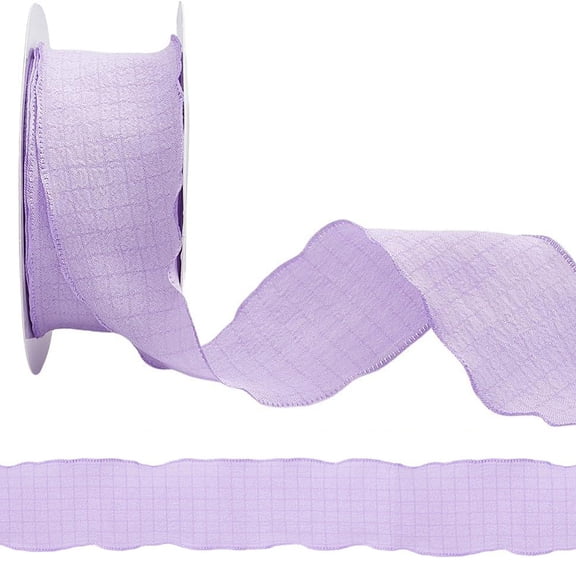 10 Yards 1 Inch Ruffle Edge Ribbon Purple Double Ruffled Pleated Soild Chiffon Silk Polyester Gathered Fabric Satin Ribbons Trim