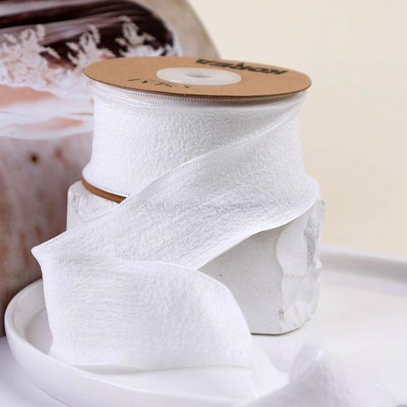 10 Yards 1 Inch white Gathered Ribbon Wavy Edge Wrinkled Trim Ruffled Decorative Christmas Wreath Tree Fabric Ribbons for Sewing Making Home Party Festival Decoration DIY Craft Supply