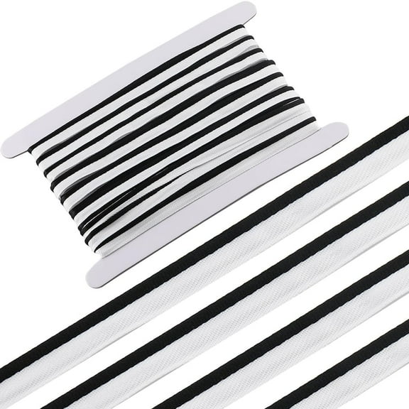 10 Yards*11mm White and Black Stripes Piping Bias Tape Trim Cord - Polyester Ribbons