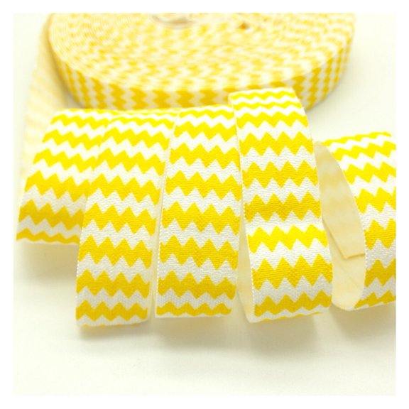 10 Yards 16mm Chevron Print Fold Over Elastic FOE Ripple Ribbon Webbing for Girl Wristband Hair Bow Headband Hair Band Accessory