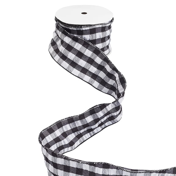 10 Yards 2.48 Inch Black White Buffalo Gingham Ribbon Plaid Check Christmas Tree Vintage Cloth Fabric Classic Trim