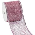 thumbnail image 1 of 10 Yards 2.5" Glitter Mesh Wired Ribbon Pink Sparkling Metallic Mesh Ribbon Sequins Wired Edge Tulle Roll Spool Net, 1 of 7