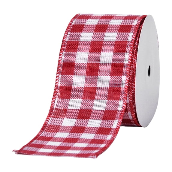 10 Yards 2.5 Inch Tartan Plaid Wired Ribbon, Wired Edge Checkered Craft Ribbon, Classic Holiday Decor Material, Premium Accessory for Christmas Wreaths, Bows, Gift Wrapping and Wedding Layout