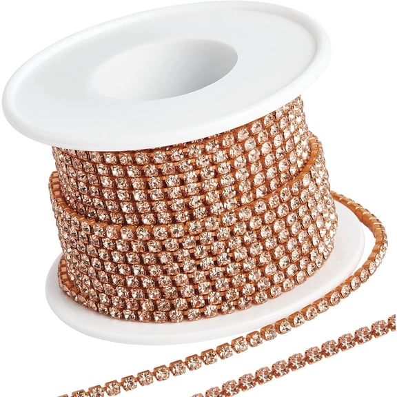 10 Yards 2.5mm Rhinestone Chain Sparkling Rhinestone Close Claw Chain Trim for DIY Sewing Crafts Jewellery Beading Making Accessories Wedding Decoration Light Peach