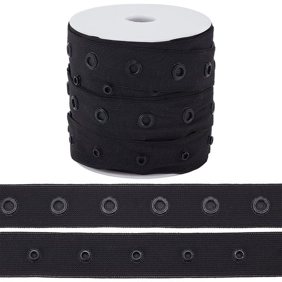 10 Yards 2-Row Plastic Snap Button Tape Sewing Fastener Polyester Tape Black 20mm for DIY