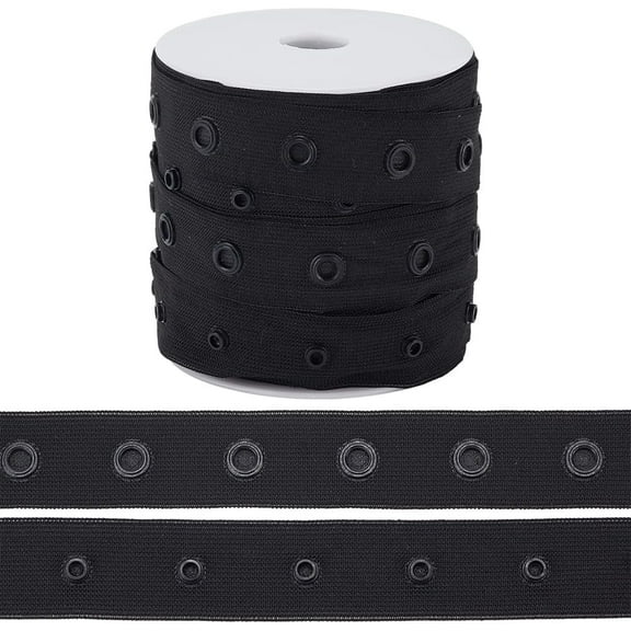 10 Yards 2-Row Plastic Snap Button Tape Sewing Fastener Polyester Tape Black 20mm