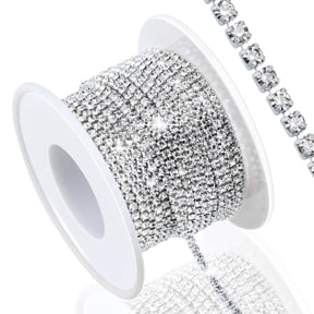 10 Yards 2MM Crystal Rhinestone Close Chain Trim for Sewing Crocs Shoes Clothes Cups, SS6 Claw Rhinestone Chain for Craft Jewelry Wedding Bouquet DIY Decoration, Silver