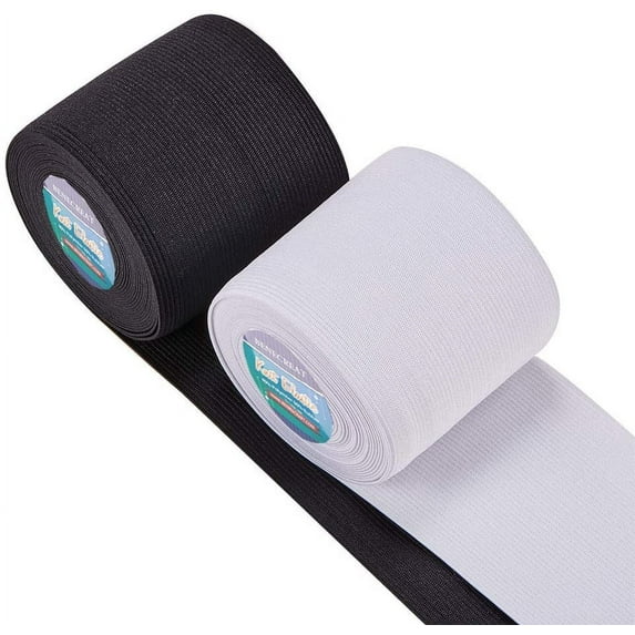 10 Yards 3.15-Inch Wide Elastic Band Heavy Stretch High Elasticity Knit for Sewing (5 Yards/Roll White & Black)