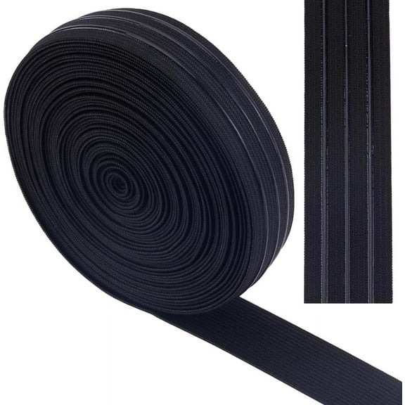 10 Yards 30mm Wide Non-Slip Elastic Ribbon Straight Line Silicone Elastic Gripper Band Tape Stretch Rubbers Elastic Straps Belt Waistband for DIY Garment Sewing Crafts Sports Shorts Black