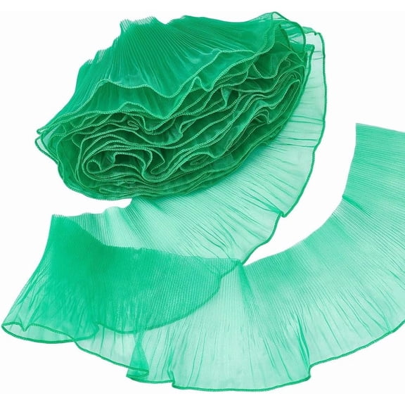 10 Yards 5-1/4 Inch Retro Ruffle Pleated Chiffon Trim Organza Ruffled Fabric Trim Edge Gather Ruffle Trims for Applique Sewing Craft Dress Bag Costume Decor Medium Sea Green Medium Sea GreenDIY
