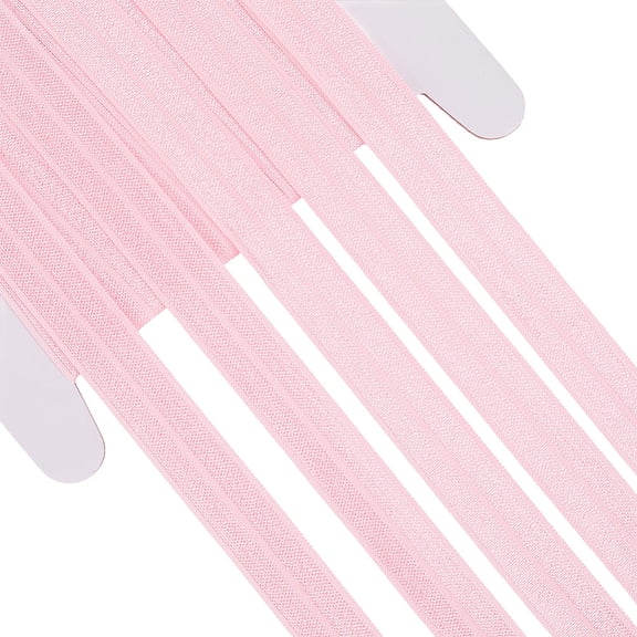 10 Yards 5/8 Inch Pink Elastic Ribbon Solid Color Glitter Fold Over Stretchy Hair Ties Ribbons Flat Thin Webbing Fabric Trim