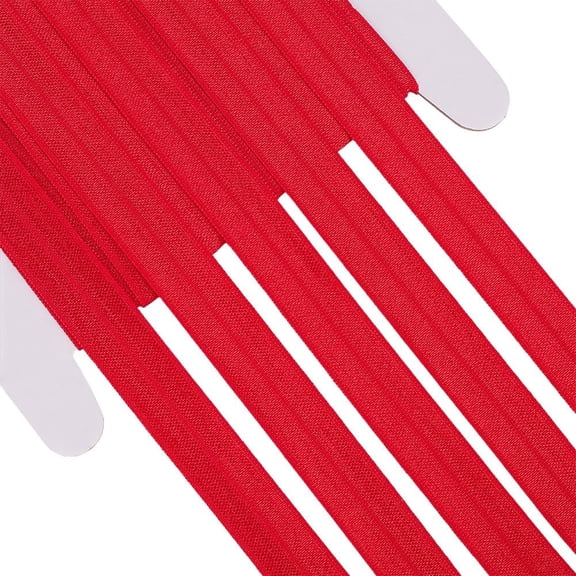10 Yards 5/8 Inch Red Stretchy Ribbon Elastic Solid Color Fold Over Foe Shiny Hair Ties Ribbons Knitted Fabric Trim Creative Craft