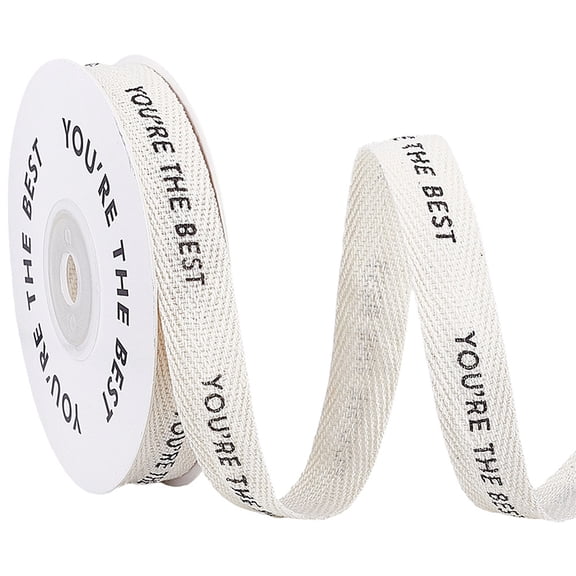 10 Yards 5/8 Inch White Cotton Straps Ribbons Black Printed Blessings You Are the Best Words Spool Print Twill Tape Ribbon DIY